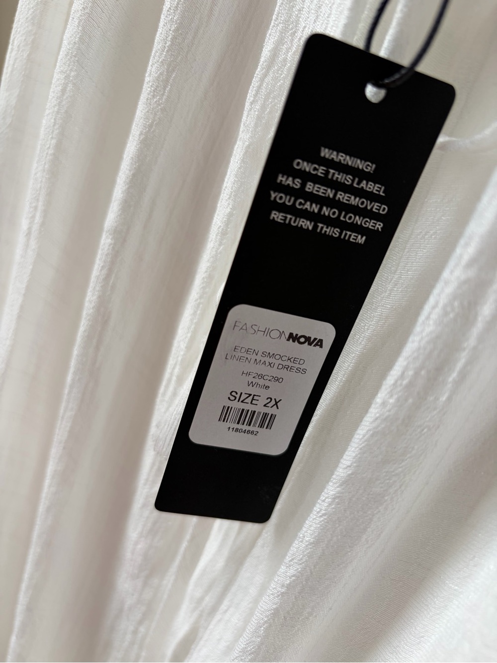 NWT Fashion Nova Eden Smocked White Maxi Dress Halter Ruffle Boho 2X - Picture 7 of 9